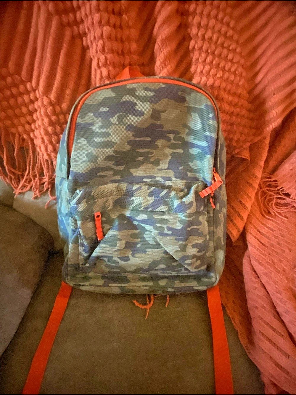 Authentic Original Camouflage Backpack in Green & Orange